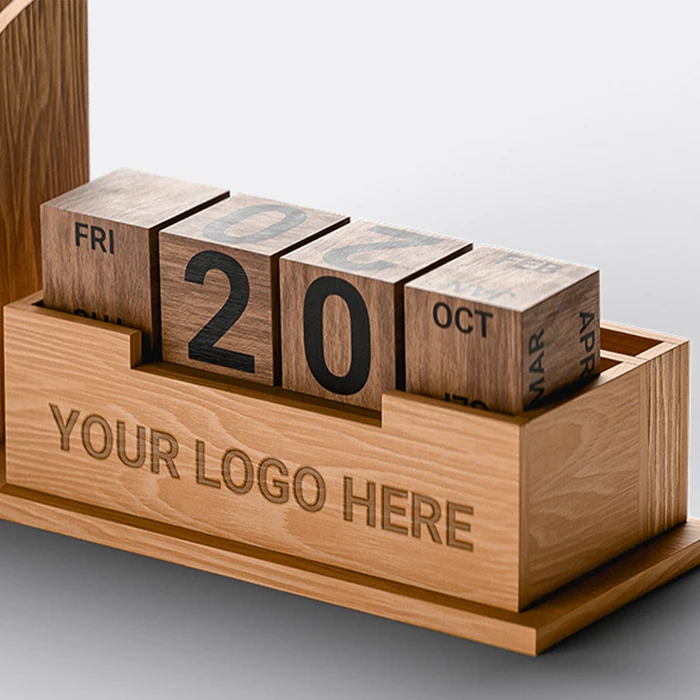 Wooden Mobile & Stationary Holder with Analog clock & Calendar - gallery image 3