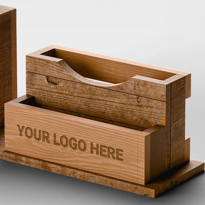 Wooden Phone & Card Holder with Pen Stand & Clock - gallery image 3