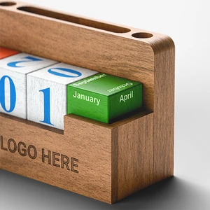 Wooden Phone & Pen Holder with Calendar Blocks - gallery image 2