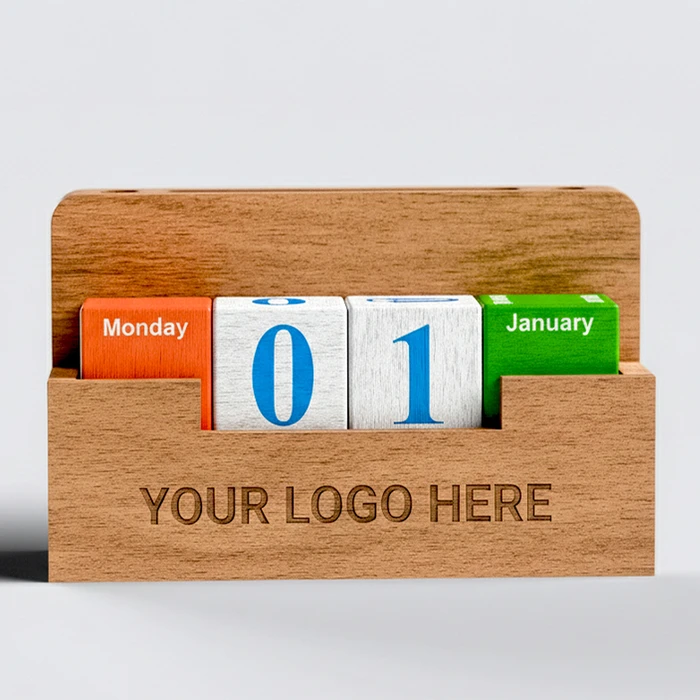 Wooden Phone & Pen Holder with Calendar Blocks - gallery image 4